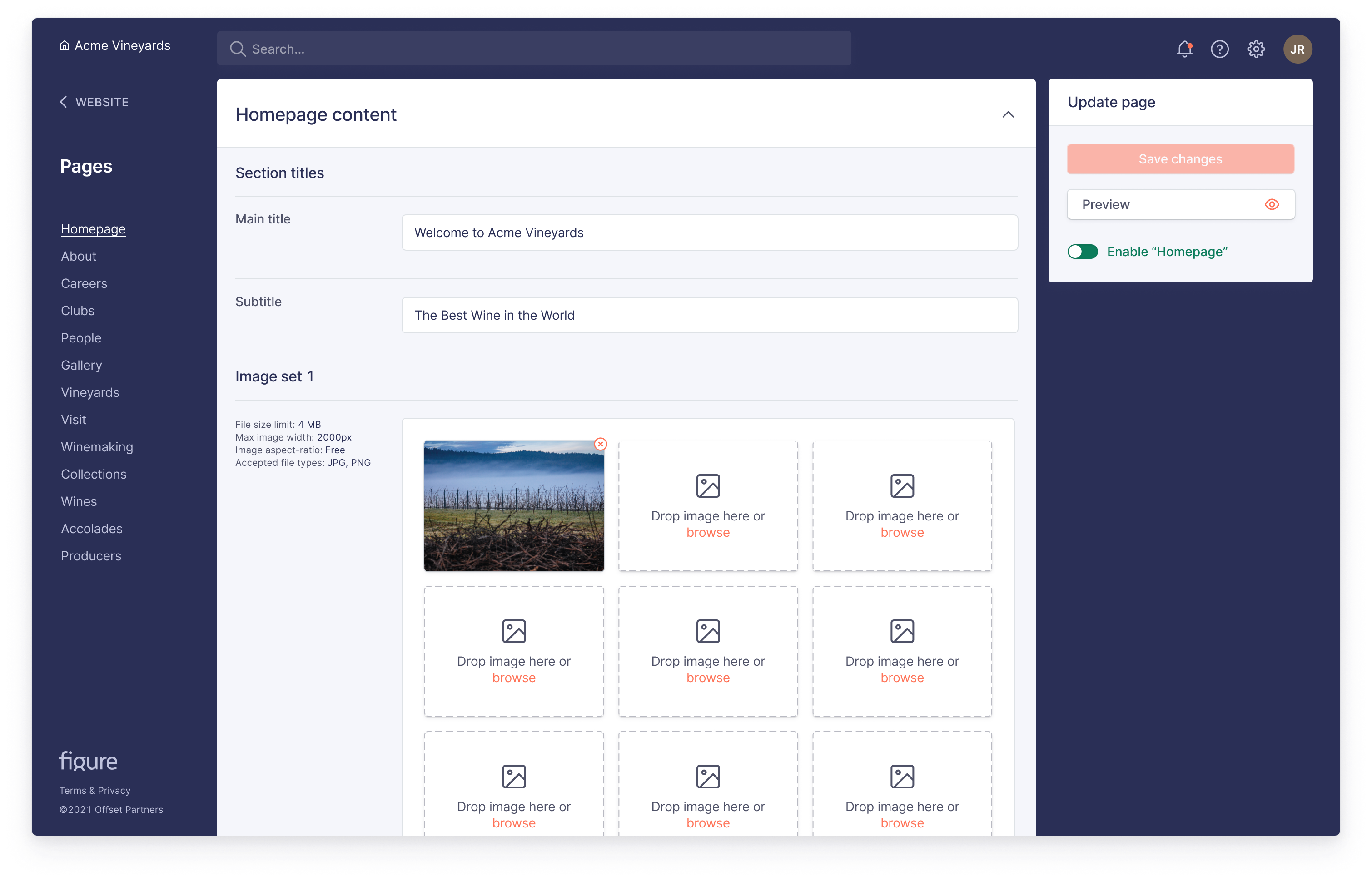 Figure content management system product screenshot